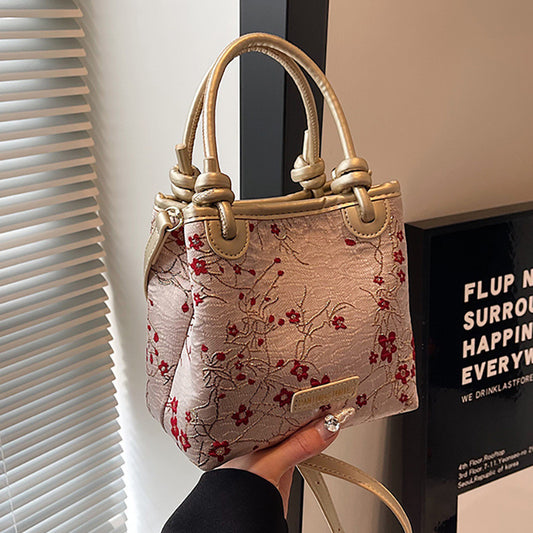 Ielgy New Chinese Style Hand-Carrying Bucket Bag Women's Temperament Hanfu Accessories Messenger Bag Chinese Style Embroidered Shoulder Bag