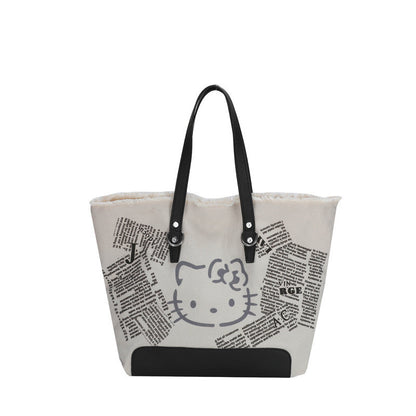 Ielgy Letter Tassel Canvas Bag Ladies Large-Capacity Simple Commuter Student One-Shoulder To