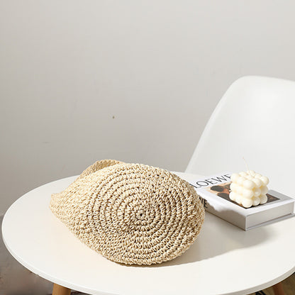 Ielgy Ladies Hand-Woven Bucket Bag Seaside Vacation Beach Bag