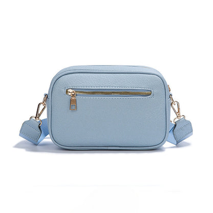 Ielgy Ladies Wide Shoulder Strap Solid Color PU Crossbody Small Square Bag