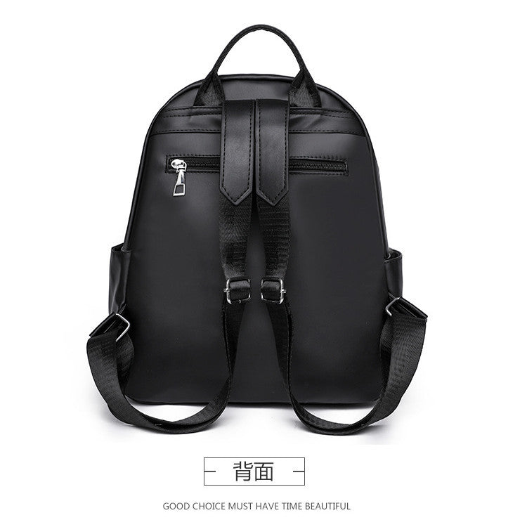 Ielgy Ladies PU Soft Leather Texture Backpack Fashion Letter Printing Travel Bag Simple Lightweight Commuter Bag