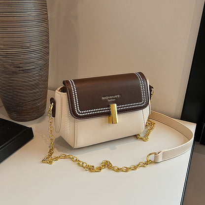 Ielgy Ladies All-Match Chain Simple Retro One-Shoulder Messenger Contrast Color Small Square Bag