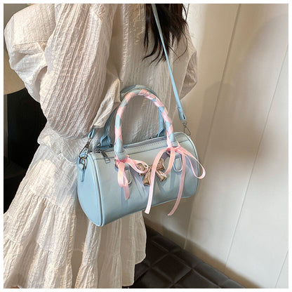 Ielgy Ballet Style Bowknot Portable Boston Bag Fashion One-Shoulder Messenger All-Match Pillow Bag