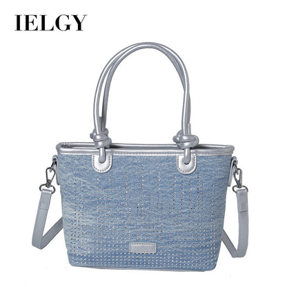 Ielgy Denim Bag All-Match Fashion Texture Cross-Body Portable Bucket Bag