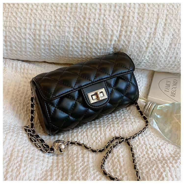 Ielgy Ladies Diamond Embroidery Thread Fashionable All-Match Chain Cross-Body Bag Flow Mini Silver Small Square Bag