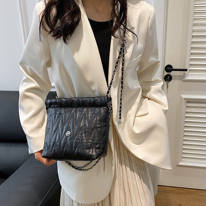 Ielgy Ladies Silver Simple Fashion Handbag Solid Color Child-Mother Bag High-Quality Trendy Classy Messenger Bag