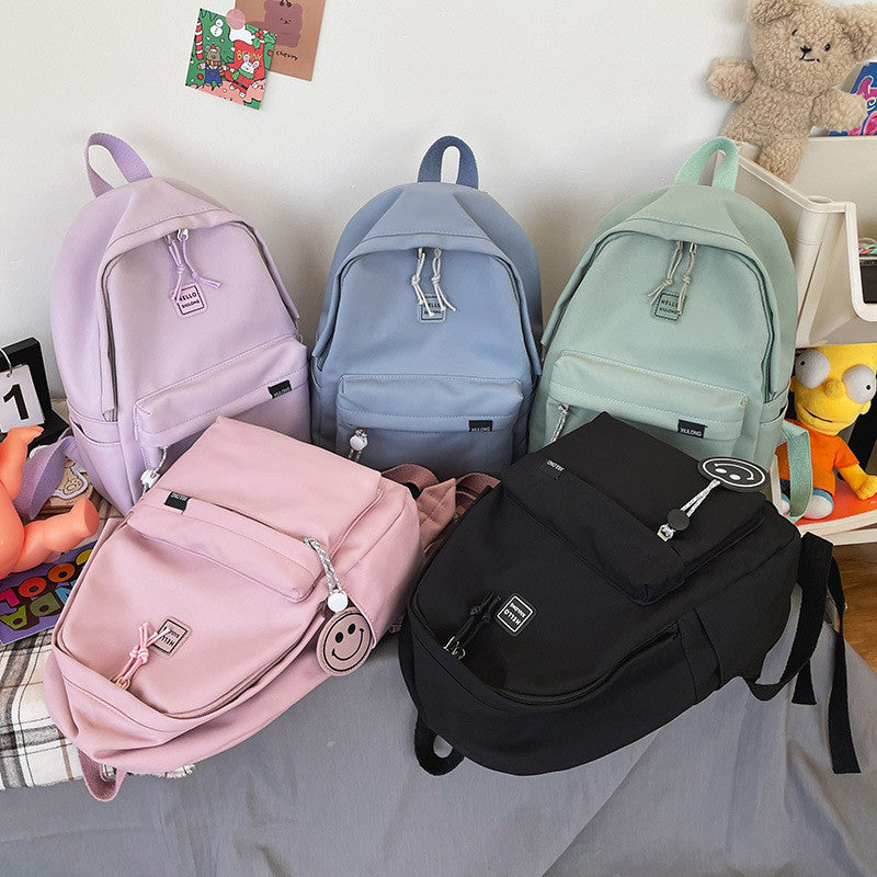 Ielgy Ladies Preppy Style Backpack Small Fresh Cute Student Schoolbag Mori Girl Solid Color Small Backpack