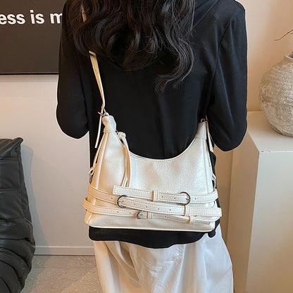 Ielgy Retro Hot Girl Style Large-Capacity Silver Stray Bag Fashionable All-Match One-Shoulder Messenger Underarm Bag Trendy