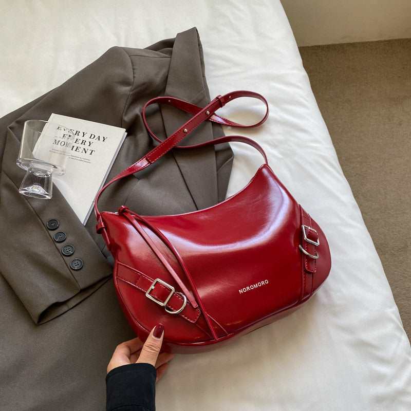 Ielgy Large-Capacity Commuter Underarm Bag Ladies Silver Trendy Fashion Niche Shoulder Bag Texture All-Match Mess