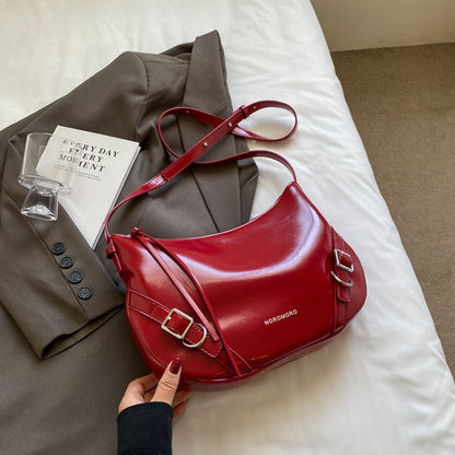 Ielgy Large-Capacity Commuter Underarm Bag Ladies Silver Trendy Fashion Niche Shoulder Bag Texture All-Match Mess