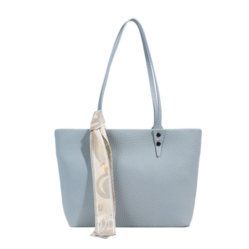 Ielgy Solid Color Large-Capacity Bucket Bag Tote Bag All-Match Commuter Shoulder Messen