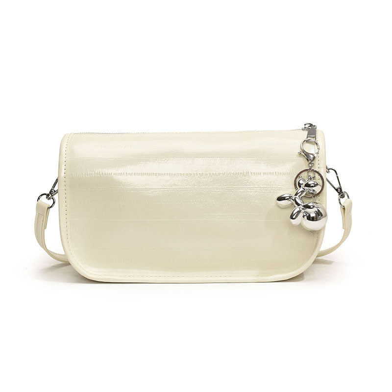 Ielgy Ladies Fashionable All-Match Large-Capacity Silver Shoulder Messenger Small Square Bag