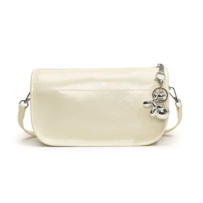 Ielgy Ladies Fashionable All-Match Large-Capacity Silver Shoulder Messenger Small Square Bag