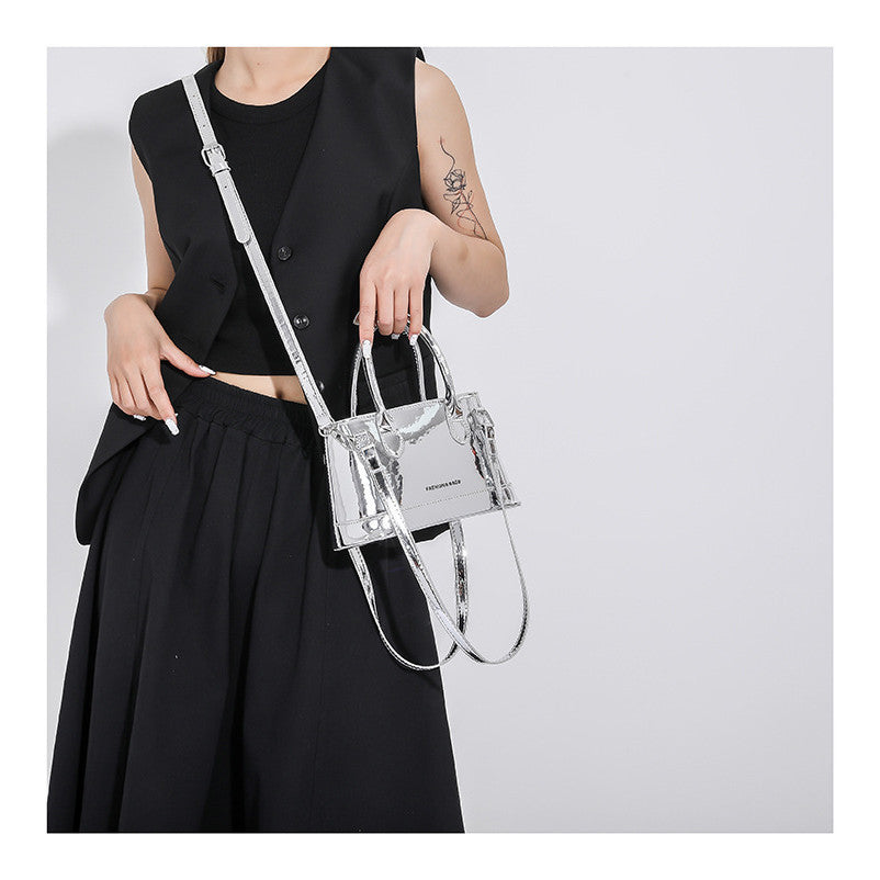 Ielgy Ladies Summer Outing Small Silver Small Bag High-End Feeling Popular Fashion One-Shoulder Messenger Bucket Bag