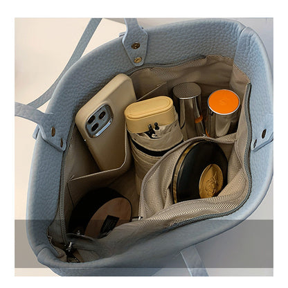 Ielgy Solid Color Large-Capacity Bucket Bag Tote Bag All-Match Commuter Shoulder Messen