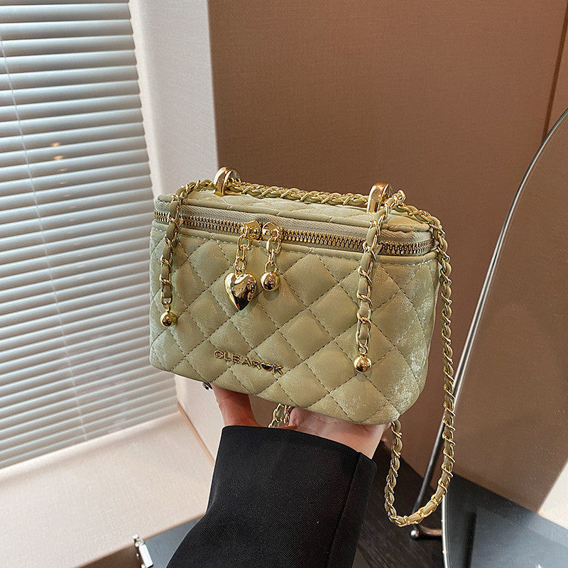 Ielgy High-End Female Bag Fashion Rhombus Chain Texture All-Match One-Shoulder Small Square Bag