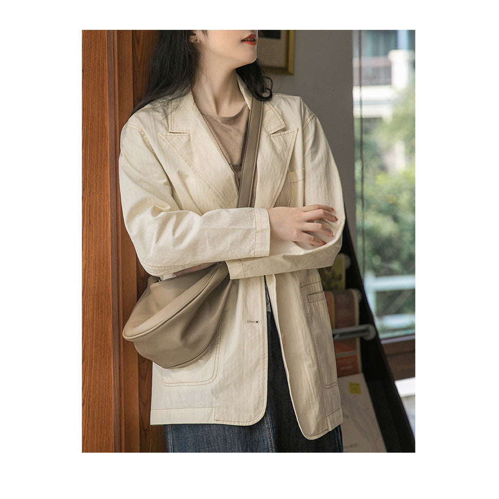 Ielgy Ladies Black PU Soft Leather Dumpling Bag Korean Version Shoulder Niche Crossbody Bag