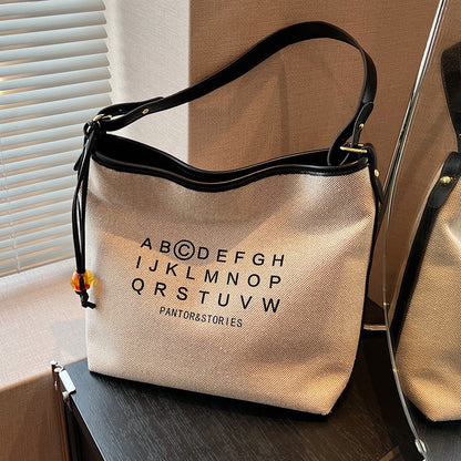 Ielgy Ladies Large-Capacity Canvas Casual All-Match Underarm Bag One-Shoulder Cross @-