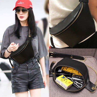 Ielgy Ladies Waist Bag Niche Design Shoulder Messenger Bag Street Trendy All-Match Chest Bag