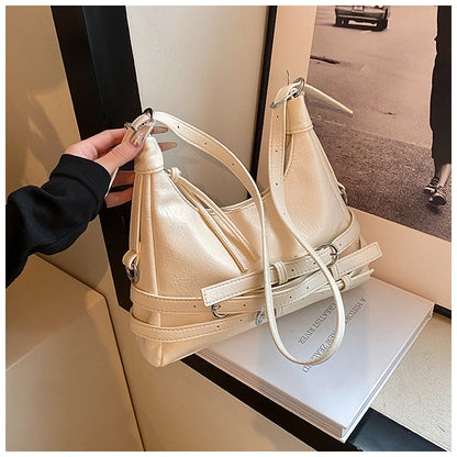 Ielgy Retro Hot Girl Style Large-Capacity Silver Stray Bag Fashionable All-Match One-Shoulder Messenger Underarm Bag Trendy