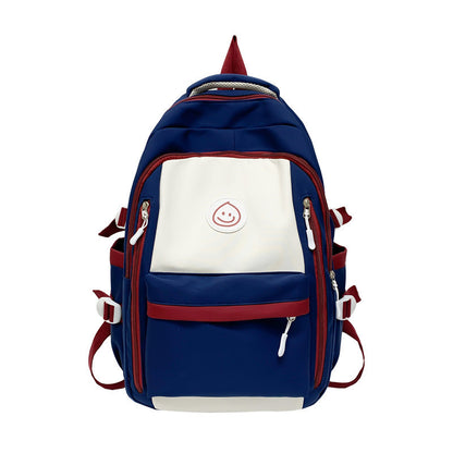 Ielgy Korean Version High School Junior High School Students Large-Capacity Backpack Simple Burden-Red
