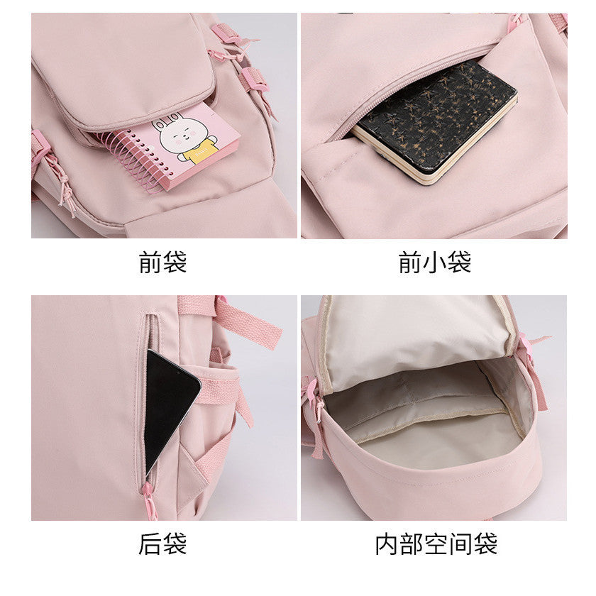 Ielgy Ladies Retro Graffiti Contrast Color Backpack Student Fresh Art Backpack