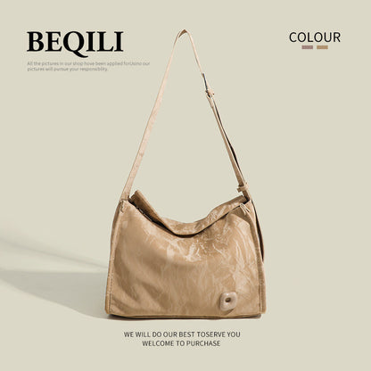 Ielgy Ladies High-Appearance Soft Leather Tote Bag Clutch Pattern Large-Capacity One-Shoulder Minimalist Messenger Bag