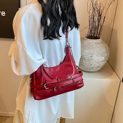 Ielgy Retro Hot Girl Style Large-Capacity Silver Stray Bag Fashionable All-Match One-Shoulder Messenger Underarm Bag Trendy