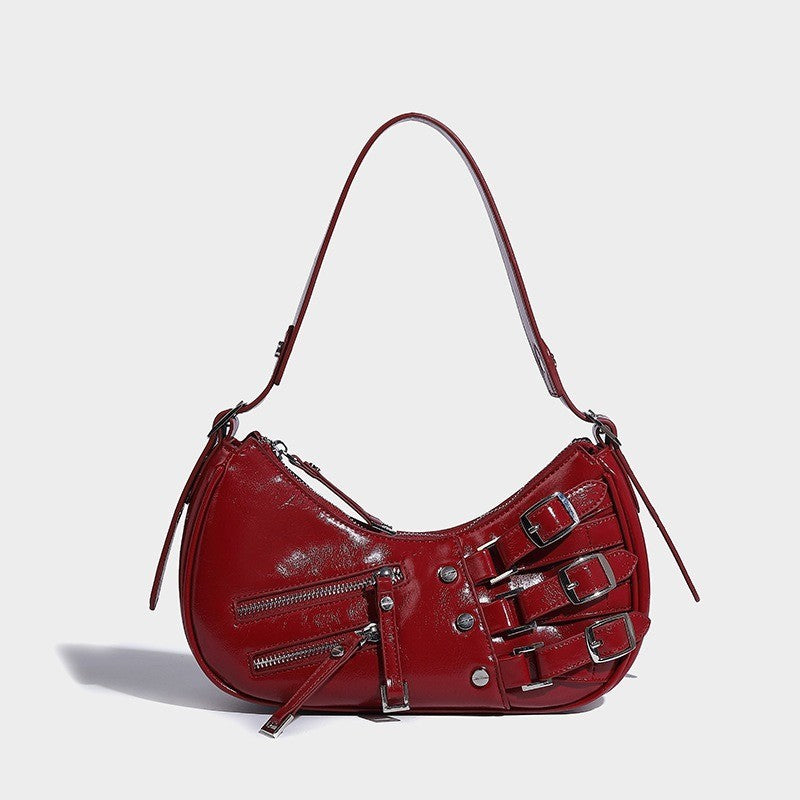 Ielgy American Retro Hot Girl Colorful Leather Armpit Order Shoulder Handbag