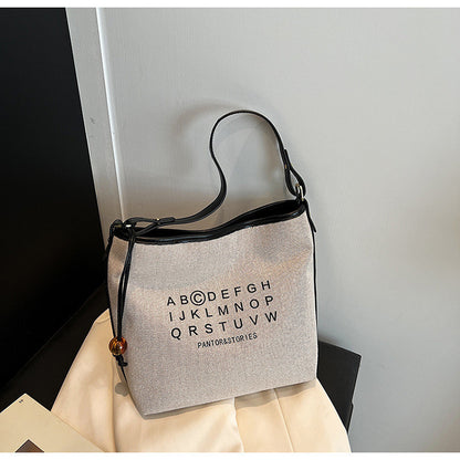 Ielgy Ladies Large-Capacity Canvas Casual All-Match Underarm Bag One-Shoulder Cross @-