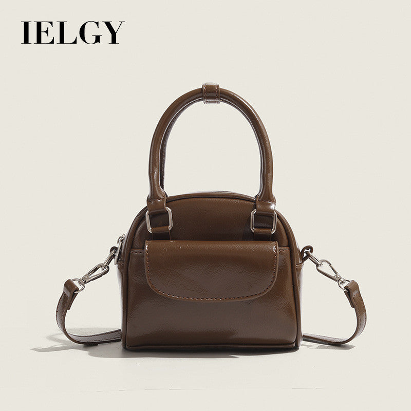 Ielgy Ladies Brown Handbag Commuter Handbag Retro Fashion Cross-body Shell Bag