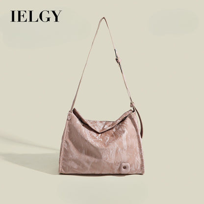 Ielgy Ladies High-Appearance Soft Leather Tote Bag Clutch Pattern Large-Capacity One-Shoulder Minimalist Messenger Bag