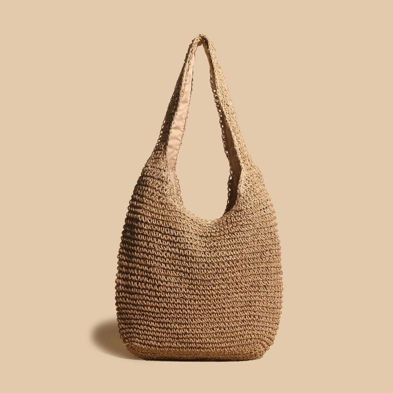 Ielgy Vegetable Basket Rattan Bag Hand-Woven One-Shoulder Handbag