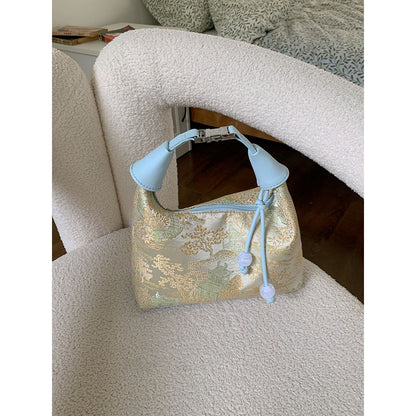 Ielgy Niche Embroidery New Chinese Style Bag Shoulder Crossbody Chinese Style Portable Dumpling Bag Can Be Crossbody