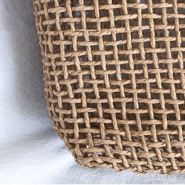 Ielgy Korean Style Large-Capacity Straw Beach Bag Hollow One-Shoulder Portable Woven Female Bag Seaside Vacation
