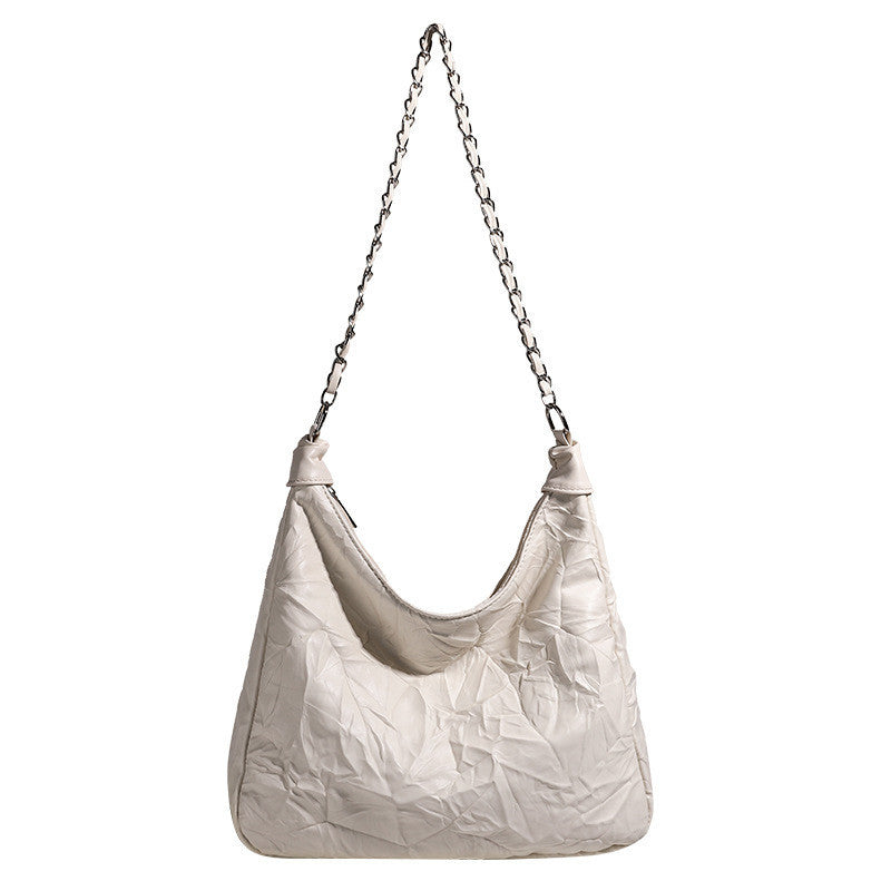 Ielgy Preppy Style Small Fresh Large-Capacity Soft Surface Tote Bag Commuter Shoulder Messenger Chain Bag