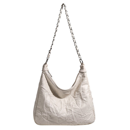 Ielgy Preppy Style Small Fresh Large-Capacity Soft Surface Tote Bag Commuter Shoulder Messenger Chain Bag