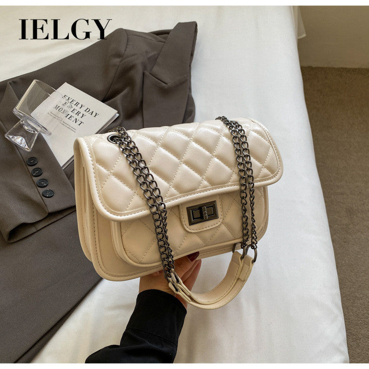 Ielgy Ladies Fashion Summer Messenger Stray Bag High-End Diamond Chain Shoulder Small Square Bag
