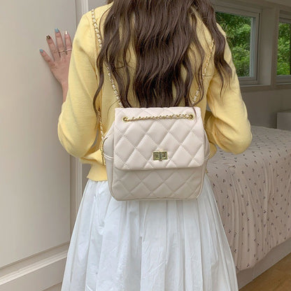 Ielgy Ladies Square Backpack Korean Version Cross-body Shoulder Portable Diamond Chain Backpack