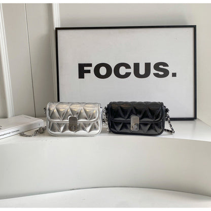 Ielgy Ladies Diamond Chain Bag Shoulder Crossbody Silver Small Golden Ball Adjustable Texture Small Square Bag