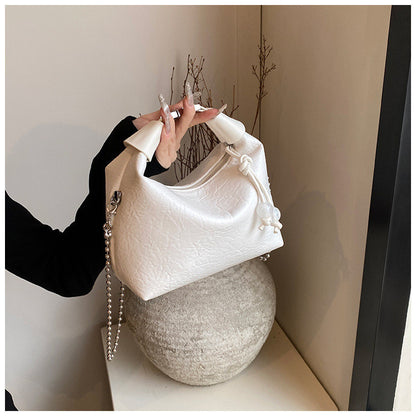 Ielgy Ladies White All-Match Shoulder Messenger Bag Niche Design Chain Small Shoulder Bag