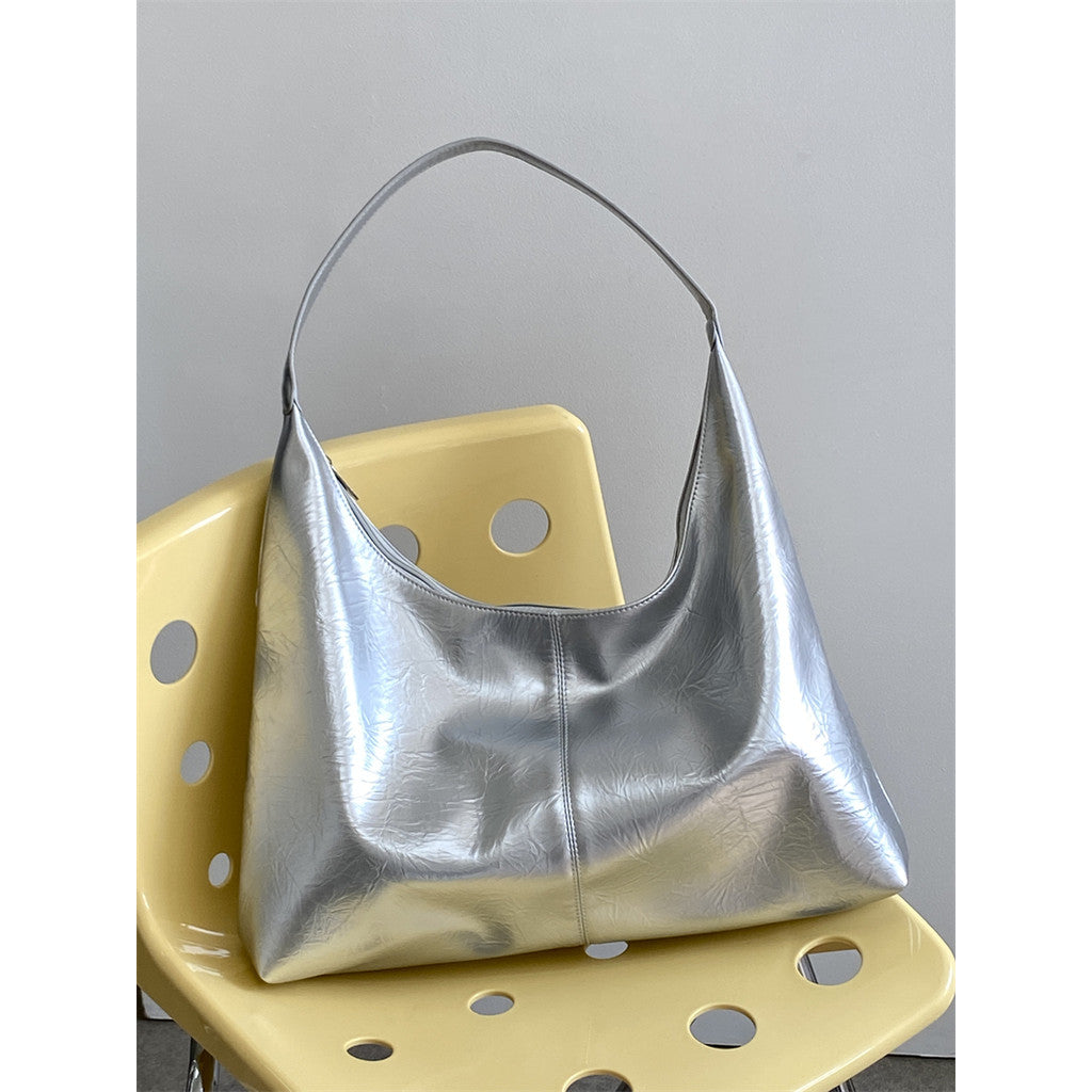 Ielgy Ladies Large Capacity Portable Underarm Bag Commuter Soft Leather Shoulder Tote Bag