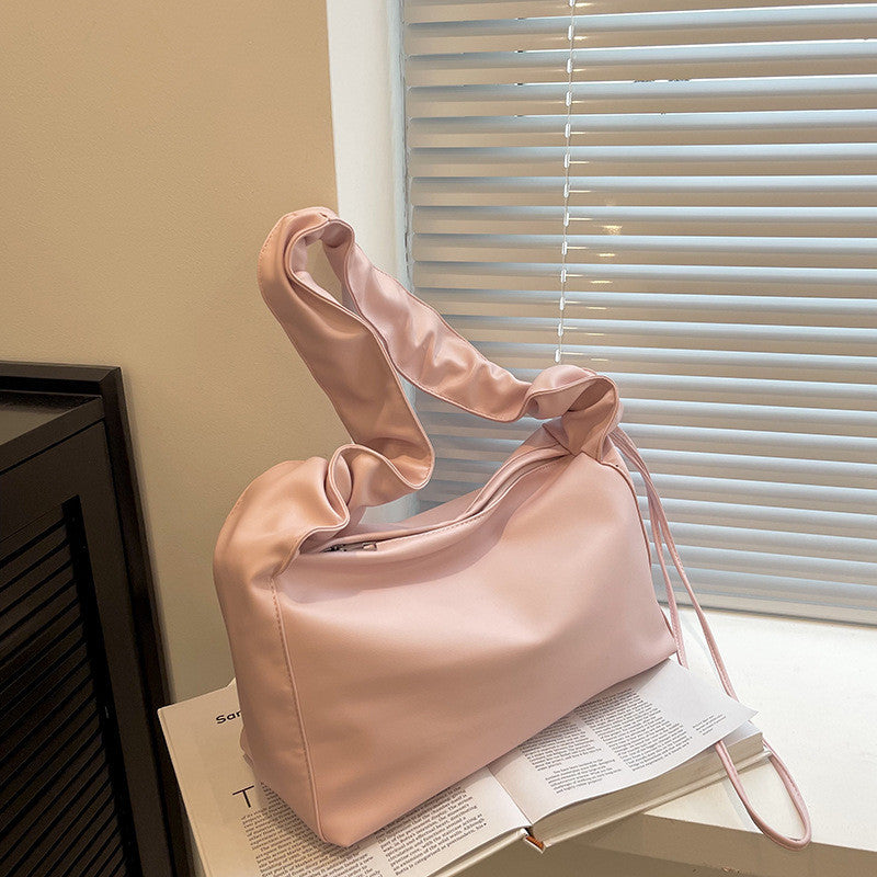 Ielgy Ladies Silver All-Match Underarm Cloud Bag Simple Pleated Fashionable One-Shoulder Dumpling Bag