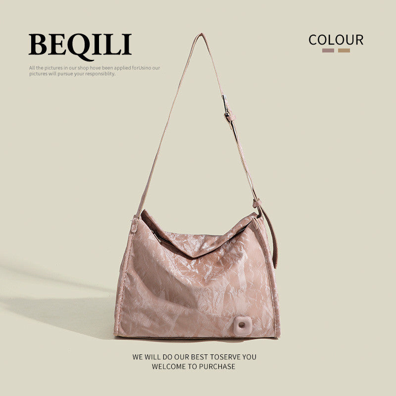 Ielgy Ladies High-Appearance Soft Leather Tote Bag Clutch Pattern Large-Capacity One-Shoulder Minimalist Messenger Bag