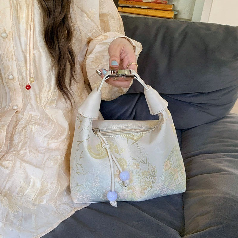 Ielgy Niche Embroidery New Chinese Style Bag Shoulder Crossbody Chinese Style Portable Dumpling Bag Can Be Crossbody