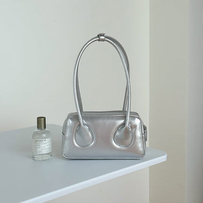 Ielgy Niche Texture Red Ladies Bag Simple All-Match Fashion One-Shoulder Glossy Patent Leather Underarm