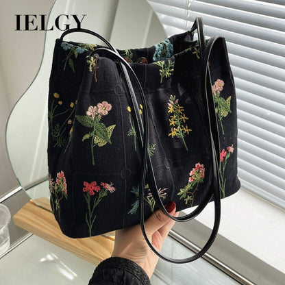 Ielgy Large-Capacity All-Match Canvas Casual Shoulder Bag High-End Sense Class Commu