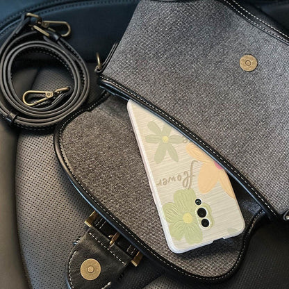 Ielgy Ladies Denim Underarm Bag High-End Texture Niche Commuter Retro Stitching Shoulder Handbag