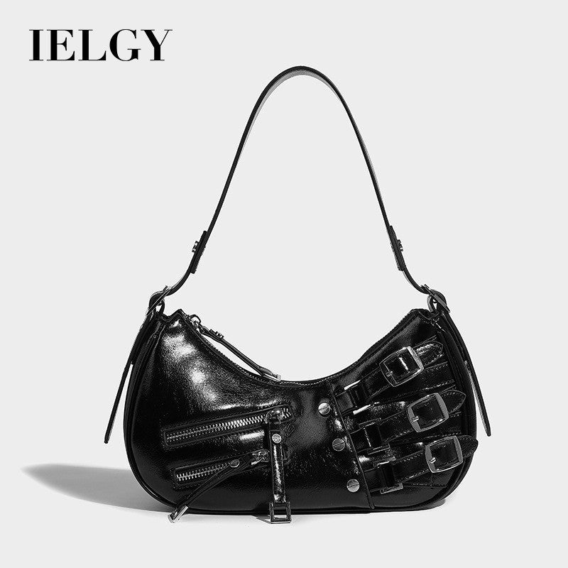 Ielgy American Retro Hot Girl Colorful Leather Armpit Order Shoulder Handbag
