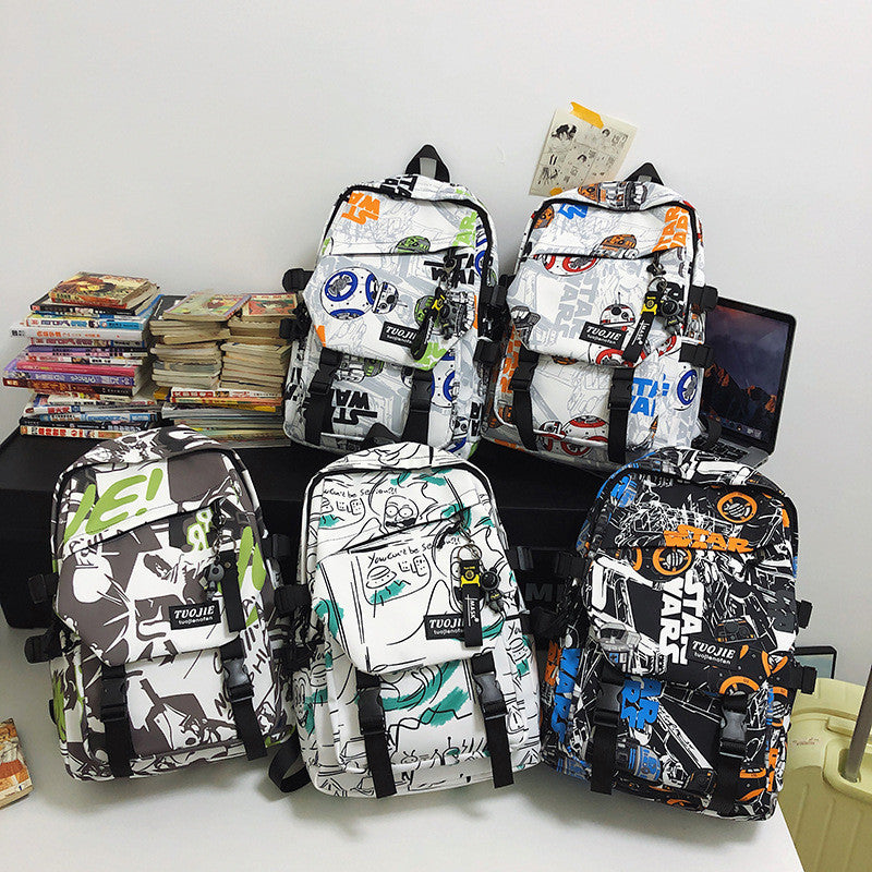 Ielgy Trendy Cool Couple Backpack Fashion Camouflage Graffiti Campus Backpack Men Women Outdoor College Student Schoolbag